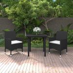 Set mobilier de grădină cu perne, 3 piese, poliratan și sticlă GartenMobel Dekor