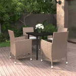 Set mobilier de grădină cu perne, 5 piese, poliratan și negru GartenMobel Dekor