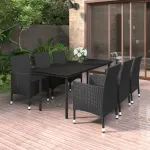 Set mobilier de grădină cu perne, 7 piese, poliratan și sticlă GartenMobel Dekor