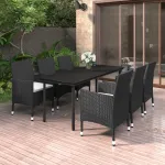 Set mobilier de grădină cu perne, 7 piese, poliratan și sticlă GartenMobel Dekor