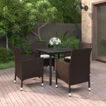 Set mobilier de grădină cu perne 5 piese poliratan & sticlă GartenMobel Dekor