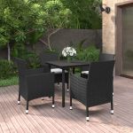 Set mobilier de grădină cu perne 5 piese poliratan & sticlă GartenMobel Dekor