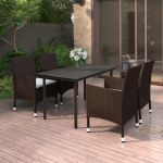 Set mobilier de grădină cu perne 5 piese poliratan & sticlă GartenMobel Dekor