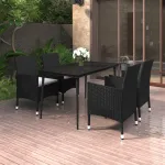 Set mobilier de grădină cu perne 5 piese poliratan & sticlă GartenMobel Dekor