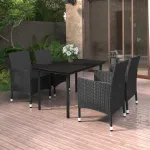 Set mobilier de grădină cu perne 5 piese poliratan & sticlă GartenMobel Dekor