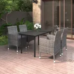 Set mobilier de grădină cu perne 5 piese poliratan & sticlă GartenMobel Dekor