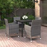 Set mobilier de grădină cu perne 5 piese poliratan & sticlă GartenMobel Dekor