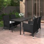 Set mobilier de grădină cu perne 5 piese poliratan & sticlă GartenMobel Dekor