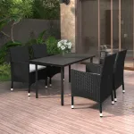 Set mobilier de grădină cu perne 5 piese poliratan & sticlă GartenMobel Dekor