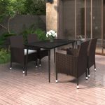 Set mobilier de grădină cu perne 5 piese poliratan & sticlă GartenMobel Dekor