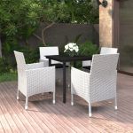 Set mobilier de grădină cu perne 5 piese poliratan & sticlă GartenMobel Dekor