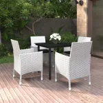 Set mobilier de grădină cu perne 5 piese poliratan & sticlă GartenMobel Dekor