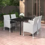 Set mobilier de grădină cu perne 5 piese poliratan & sticlă GartenMobel Dekor