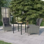 Set mobilier pentru grădină, 3 piese, gri deschis GartenMobel Dekor