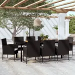 Set mobilier pentru grădină, 9 piese, negru GartenMobel Dekor