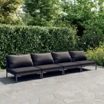 Set mobilier de grădină cu perne, 4 piese gri închis, poliratan GartenMobel Dekor