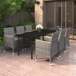 Set mobilier de grădină cu perne, 7 piese, poliratan și sticlă GartenMobel Dekor