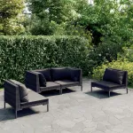 Set mobilier de grădină cu perne 4 piese gri închis poliratan GartenMobel Dekor