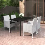 Set mobilier de grădină cu perne 5 piese poliratan & sticlă GartenMobel Dekor