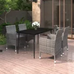 Set mobilier de grădină cu perne 5 piese poliratan & sticlă GartenMobel Dekor