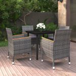 Set mobilier de grădină cu perne 5 piese poliratan & sticlă GartenMobel Dekor