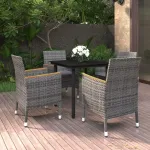 Set mobilier de grădină cu perne 5 piese poliratan & sticlă GartenMobel Dekor
