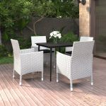 Set mobilier de grădină cu perne 5 piese poliratan & sticlă GartenMobel Dekor