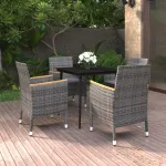 Set mobilier de grădină cu perne 5 piese poliratan & sticlă GartenMobel Dekor