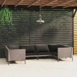 Set de mobilier de grădină & perne 6 piese gri închis poliratan GartenMobel Dekor