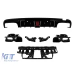 Difuzor tip Brabus cu capete negre potrivit pentru bara spate A Design pe Mercedes C-Class W205 2013-2019 -oo--oo- Performance AutoTuning