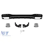 Difuzor tip GLE63 potrivit pentru bara de protecție din spate A Design pe Mercedes GLE W166 2015-2018, -oo--oo-, cu garnitură din crom Performance AutoTuning