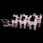 Decorațiune de Crăciun reni și sanie 320 LED-uri acril GartenMobel Dekor