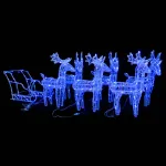 Decorațiune de Crăciun reni și sanie 320 LED-uri acril GartenMobel Dekor