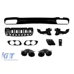 Difuzor tip E53 cu capace negre potrivit pentru bara spate A Design a Mercedes E-Class W213 sedan după 2016 -oo--oo-, cu garnitură neagră Performance AutoTuning