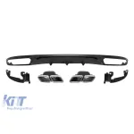 Difuzor tip E63 cu capace cromate pentru bara spate standard potrivit pentru Mercedes E-Class W213 după 2016 -oo--oo-, garnitură neagră Performance AutoTuning