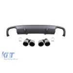 Difuzor tip S4 cu capete cromate potrivit pentru bara de protecție spate standard a Audi A4 B9 sedan, break 2015-2019 -oo--oo- Performance AutoTuning