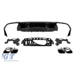 Difuzor tip E63 GT cu capete cromate potrivit pentru bara spate A Design la Mercedes E-Class W213 după 2020 -oo--oo-, garnitură neagră Performance AutoTuning