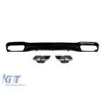 Difuzor tip E63 cu capace cromate pentru bara spate A Design potrivit pentru Mercedes E-Class W213 după 2016 -oo--oo-, cu garnitură neagră Performance AutoTuning