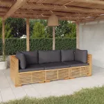 Set mobilier grădină cu perne, 3 piese, lemn masiv de tec GartenMobel Dekor