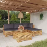 Set mobilier grădină cu perne, 5 piese, lemn masiv de tec GartenMobel Dekor