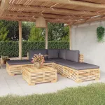 Set mobilier grădină cu perne, 6 piese, lemn masiv de tec GartenMobel Dekor