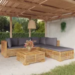 Set mobilier grădină cu perne, 6 piese, lemn masiv de tec GartenMobel Dekor