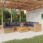 Set mobilier grădină cu perne, 8 piese, lemn masiv de tec GartenMobel Dekor