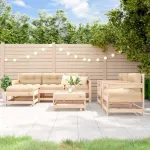 Set mobilier de grădină cu perne, 7 piese, lemn masiv GartenMobel Dekor