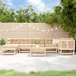 Set mobilier de grădină cu perne, 8 piese, lemn masiv GartenMobel Dekor