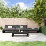 Set mobilier de grădină cu perne, 4 piese, negru, lemn masiv GartenMobel Dekor