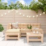 Set mobilier de grădină cu perne, 5 piese, lemn masiv GartenMobel Dekor