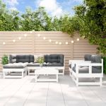 Set mobilier de grădină, 7 piese, alb, lemn masiv de pin GartenMobel Dekor