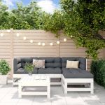 Set mobilier relaxare de grădină 5 piese alb lemn masiv de pin GartenMobel Dekor