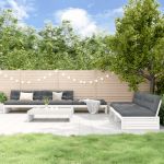 Set mobilier relaxare grădină&perne 6 piese alb lemn masiv pin GartenMobel Dekor